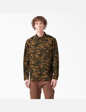 Dickies 1922 Arbets Shirt Bruna Svarta Camo | 196532-XFP