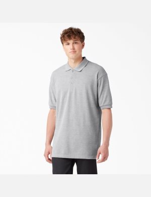 Dickies Adult Size Pique Korta Sleeve Polo Grå | 456130-RXL