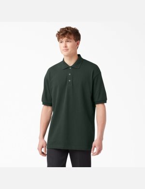Dickies Adult Size Pique Korta Sleeve Polo Gröna | 948031-IKV