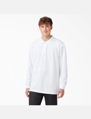 Dickies Adult Size Pique Long Sleeve Röda | 083695-IGE