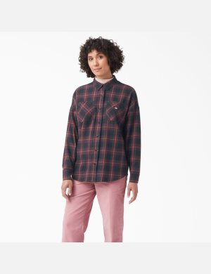 Dickies Bakerhill Oversized Vinröda Svarta | 970381-JFO