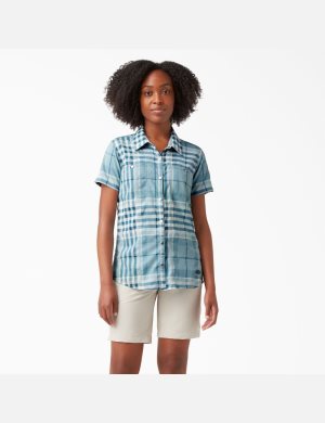 Dickies Cooling Korta Sleeve Arbets Blå | 605941-BPQ