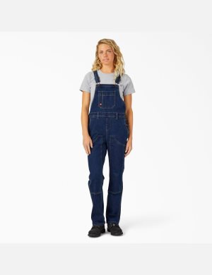 Dickies Denim Double Front Bib Mörkblå | 416098-WEJ