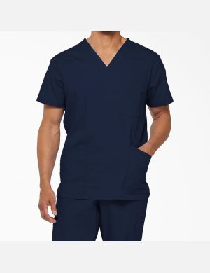 Dickies EDS Signature V-Neck Marinblå Blå | 483961-VFY