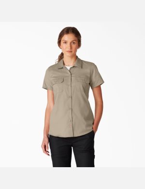 Dickies FLEX Korta Sleeve Arbets Bruna | 182749-FDY