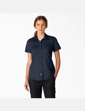 Dickies FLEX Korta Sleeve Arbets Marinblå | 032856-EIB