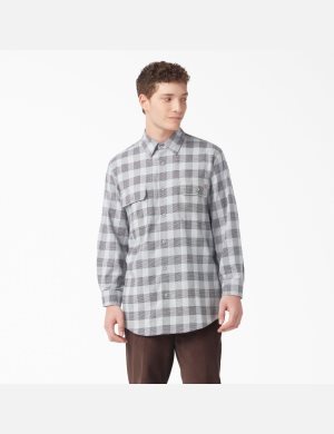 Dickies FLEX Regular Fit Flannel Grå | 139562-ZLD