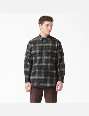 Dickies FLEX Regular Fit Flannel Gröna Svarta | 541278-NFL