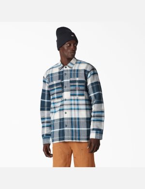 Dickies Flannel Quiltad Fodrade Grädde Blå | 470965-IPB