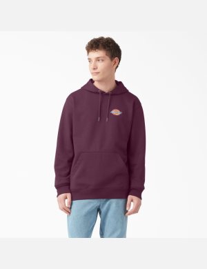 Dickies Fleece Embroidered Chest Logo Lila Vinröda | 397412-RIE