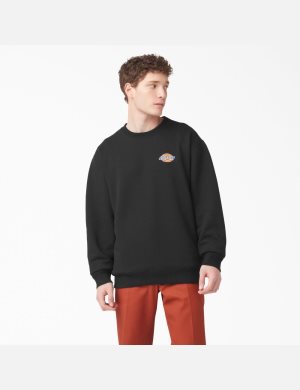 Dickies Fleece Embroidered Chest Logo Svarta | 263715-SZA