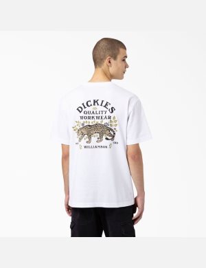Dickies Fort Lewis Tryck Korta Sleeve Vita | 607821-CRB