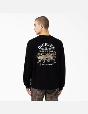 Dickies Fort Lewis Tryck Long Sleeve Svarta | 405913-XZM