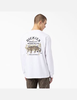 Dickies Fort Lewis Tryck Long Sleeve Vita | 872560-YDF