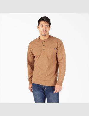 Dickies Heathered Heavyweight Henley T-Shirt Bruna | 602431-ETR
