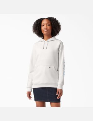 Dickies Heavyweight Logo Sleeve Vita Blå | 190645-VTQ