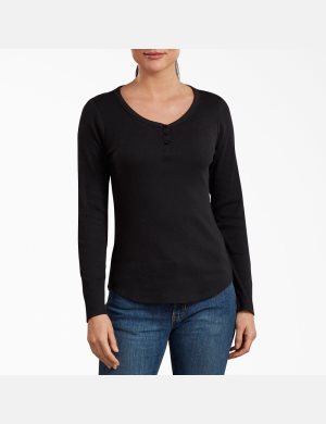 Dickies Henley Shirt Svarta | 298675-NIP