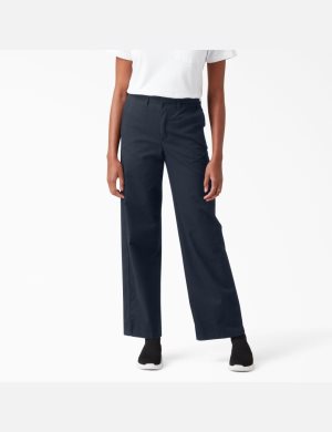 Dickies High Rise Breda Leg Twill Marinblå | 398705-WET
