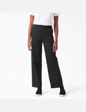 Dickies High Rise Breda Leg Twill Svarta | 594360-BPI