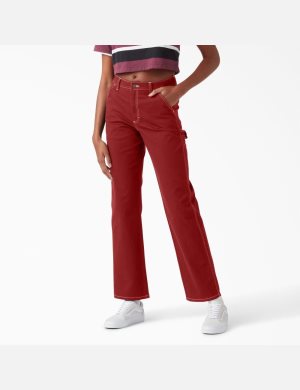 Dickies High Waisted Carpenter Röda | 205639-YDI