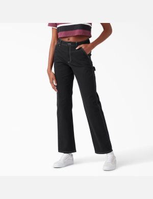 Dickies High Waisted Carpenter Svarta | 692831-EUI