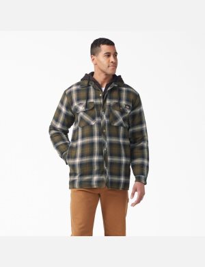 Dickies Hydroshield Flannel Mörkolivgröna Svarta | 548621-WPT