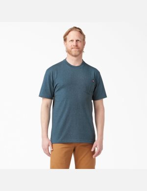 Dickies Korta Sleeve Heavyweight Heathered Blå | 231689-GCW