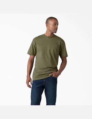 Dickies Korta Sleeve Heavyweight Heathered Gröna | 834970-NQZ