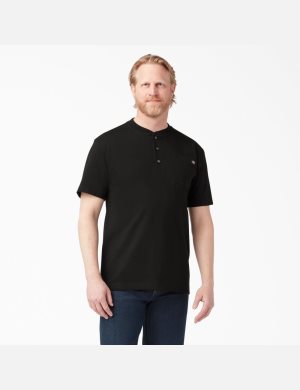 Dickies Korta Sleeve Heavyweight Henley Svarta | 031987-DXY