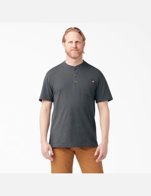 Dickies Korta Sleeve Heavyweight Henley Grå | 182679-AIK