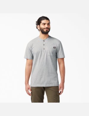 Dickies Korta Sleeve Heavyweight Henley Grå | 630781-YTX