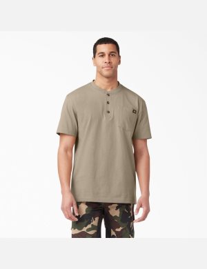 Dickies Korta Sleeve Heavyweight Henley Bruna | 769150-KCN