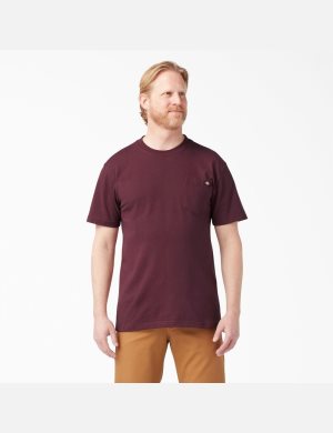 Dickies Korta Sleeve Heavyweight Vinröda | 091826-NEP