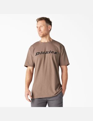 Dickies Korta Sleeve Relaxed Fit Icon Tryck Ljusbruna | 923057-MIZ