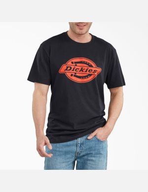 Dickies Korta Sleeve Relaxed Fit Tryck Svarta | 241576-CUY