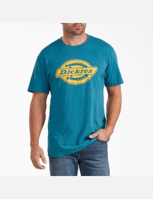 Dickies Korta Sleeve Relaxed Fit Tryck Turkos | 821650-ELB