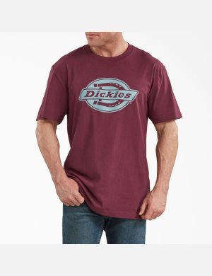 Dickies Korta Sleeve Relaxed Fit Tryck Vinröda | 579460-GNH