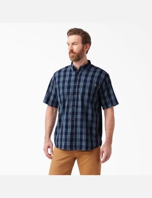 Dickies Korta Sleeve Woven Marinblå Blå | 456931-HES