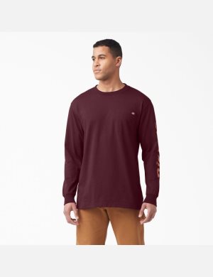 Dickies Logo Tryck T-Shirt Vinröda | 657810-PMW