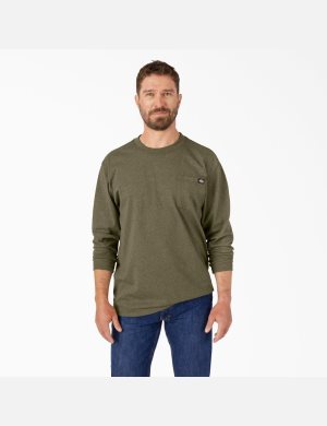 Dickies Long Sleeve Heathered Heavyweight Crew Neck Gröna | 642179-DUZ