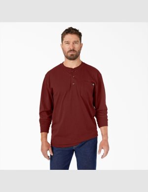 Dickies Long Sleeve Heavyweight Henley Bruna | 619837-PNE