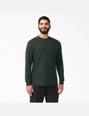 Dickies Long Sleeve Heavyweight Henley Gröna | 052694-GFM