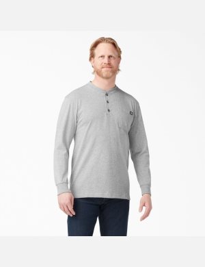 Dickies Long Sleeve Heavyweight Henley Grå | 398261-RXU