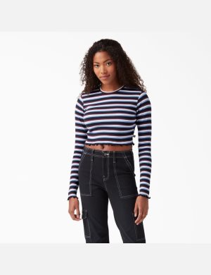Dickies Long Sleeve Randig Vinröda | 406193-QKC