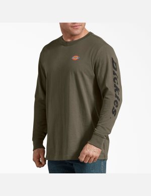 Dickies Long-Sleeve Tryck Gröna | 675082-HGV