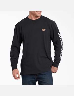 Dickies Long-Sleeve Tryck Svarta | 146280-HRV