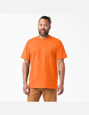 Dickies Neon Korta Sleeve Heavyweight Ljusorange | 302564-BYN