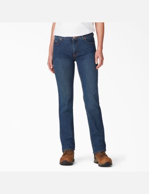 Dickies Perfect Shape Denim Hetero Leg Indigo Blå | 564132-YJE