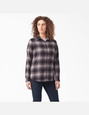 Dickies Plaid Flannel Long Sleeve Lila | 478265-ABJ