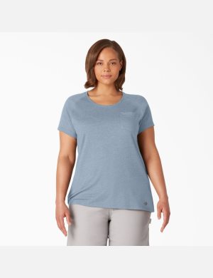 Dickies Plus Cooling Korta Sleeve Blå | 846791-CXH
